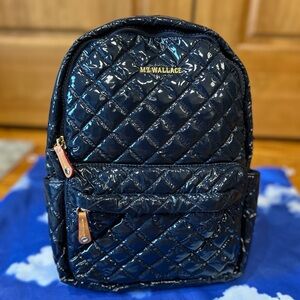 MZ Wallace Navy Quilted City Backpack